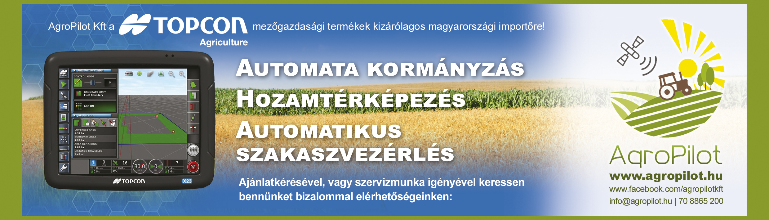 AgroPilot Kft. a Topcon mezőgazdasági termékek kizárólagos magyarországi importőre!