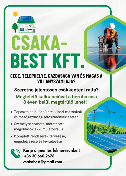 Csaka-Best Kft. megbízható napelemmegoldás