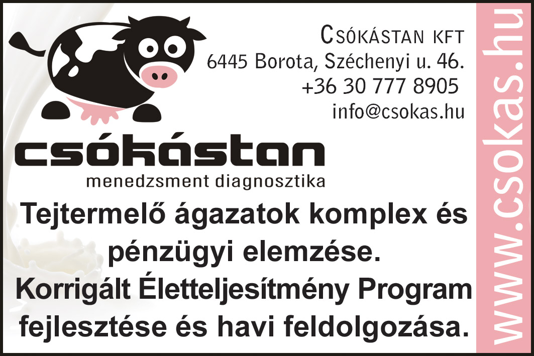 TEJTERMELŐ ÁGAZATOK PÉNZÜGYI ELEMZÉSE, MENEDZSMENT, DIAGNOSZTIKA, Csókástan Kft.