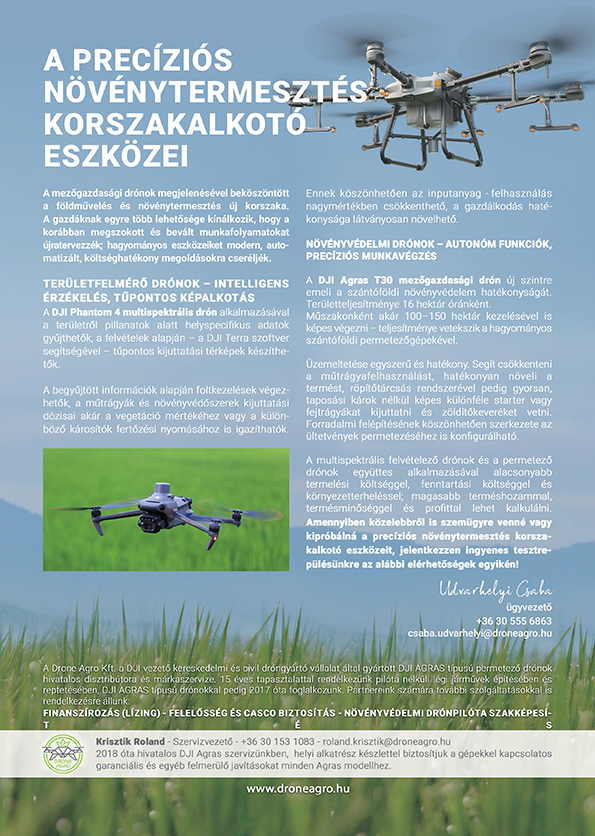 DRONE AGRO KFT. Helyspecifikus megoldások mezőgazdasági drónokkal