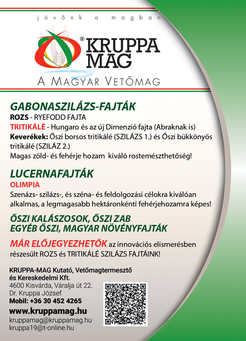 VETŐMAG, ROZS, TRITIKÁLÉ, LUCERNA, Kruppa-Mag Kft.