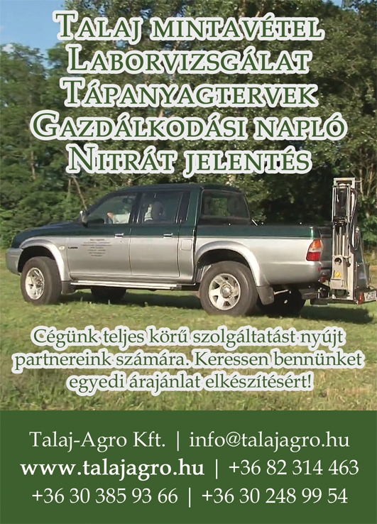 TALAJ MINTAVÉTEL, LABORVIZSGÁLAT, TÁPANYAGTERVEK, GAZDÁLKODÁSI NAPLÓ, Talaj-Agro Kft.