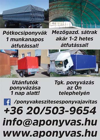 A Ponyvás - ponyva készítés, sátor, mezőgazdaságiépületek ponyvázása, utánfutók ponyvázása