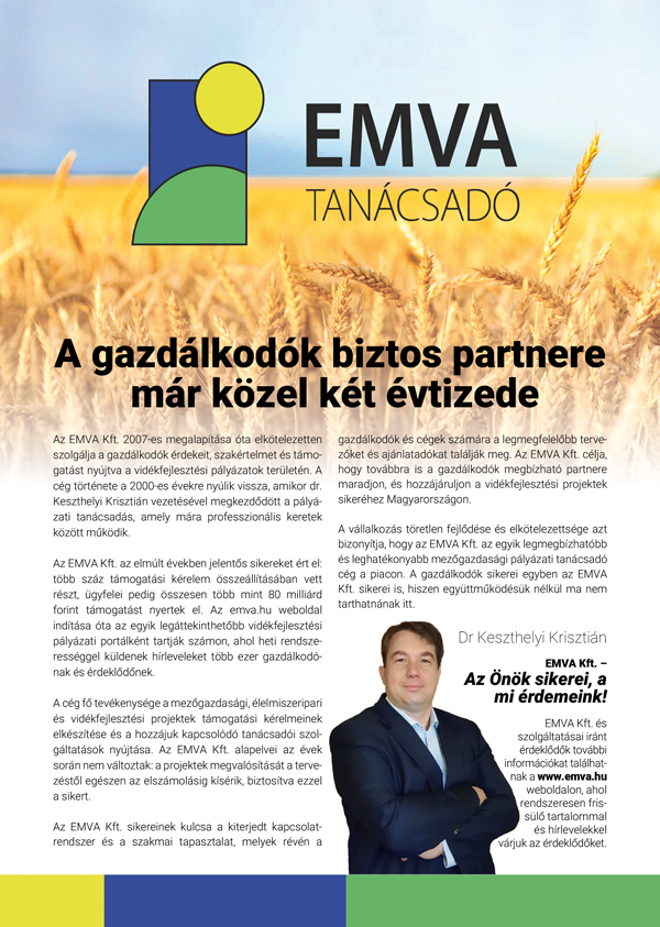 EMVA Kft.; Terménytároló, tisztító, szárító, precíziós gép, kertészeti gép támogatások