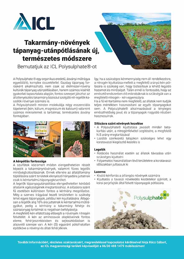 Takarmány-növények tápanyag-utánpótlásának új, természetes módszere ICL Specialty Fertilizers