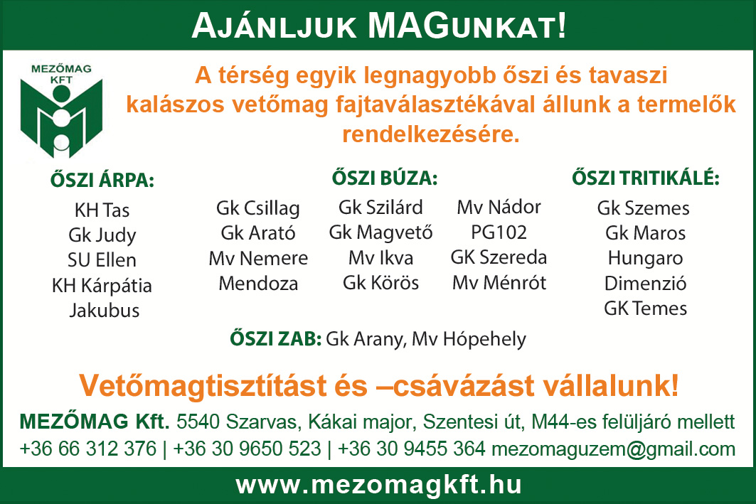 VETŐMAG, ŐSZI KALÁSZOS VETŐMAG, MEZŐMAG Kft.