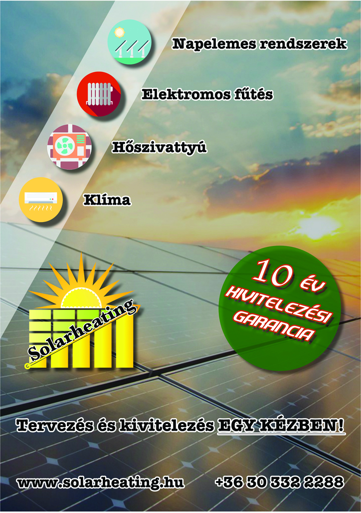 SOLARHEATING teljesen elektromos fűtési rendszerek tervezése és kiépítése napelem rendszerrel kombinálva.