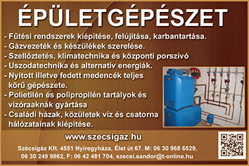 ÉPÜLETGÉPÉSZET, Klíma, KÖZPONTI PORSZÍVÓ, USZODATECHNIKA, Szécsigáz Kft.; álló